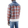 plaid western shirt with denim inserts