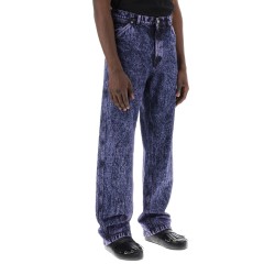 loose marbleized denim jeans in