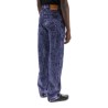 loose marbleized denim jeans in