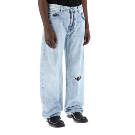 "oversized jeans with destroyed