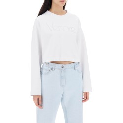 "cropped sweatshirt with rhinestone