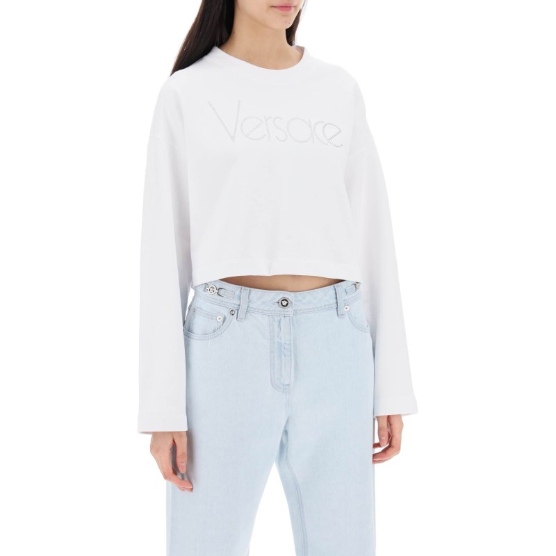 "cropped sweatshirt with rhinestone