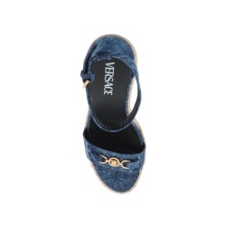 denim barocco wedge sandals