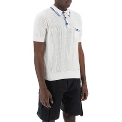 perforated knit polo shirt