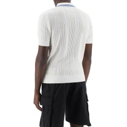 perforated knit polo shirt