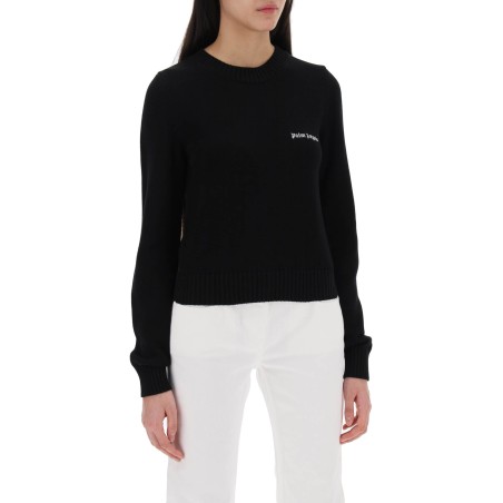 cropped pullover with embroidered logo