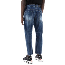 "dark wash icon stamps bro jeans in