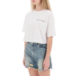 cropped t-shirt with metallic logo