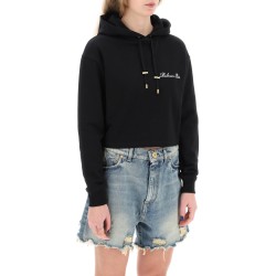 cropped hoodie with logo embroidery