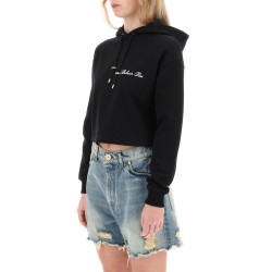 cropped hoodie with logo embroidery