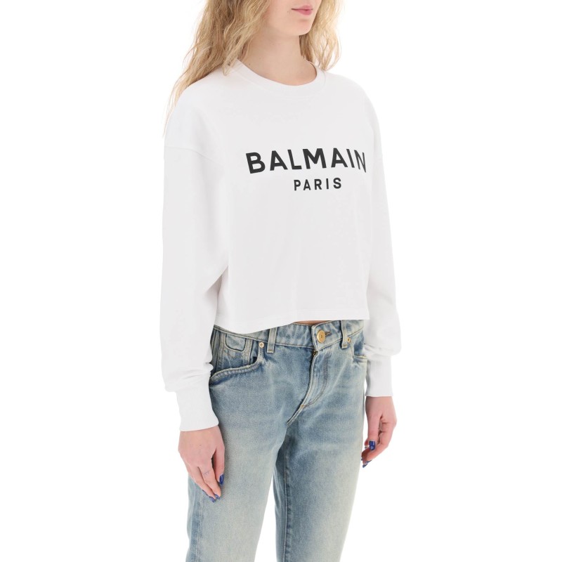 cropped sweatshirt with flocked logo