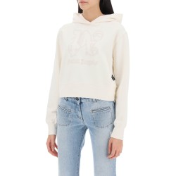 cropped hoodie with monogram embroidery