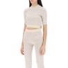 monogram cropped top in lurex knit