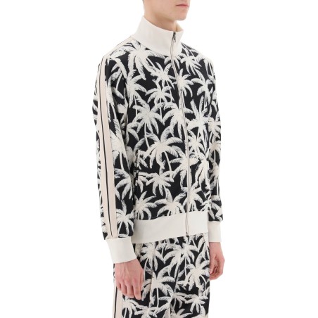 zip-up sweatshirt with palms print