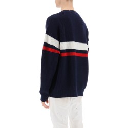 wool sweater with varsity patch