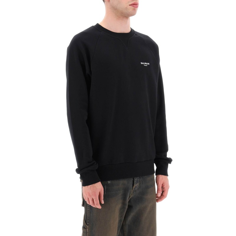 crew-neck sweatshirt with flocked logo