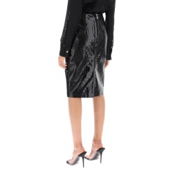 croco-effect leather pencil skirt