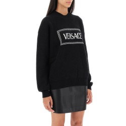 crew-neck sweater with logo inlay