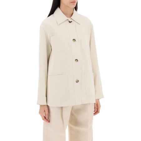 newport overshirt in cotton and linen drill