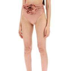 high-waisted bikini briefs with flower clip