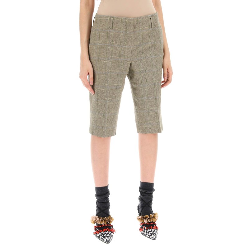 "plaid cotton blend bermuda shorts in