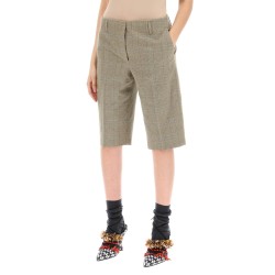 "plaid cotton blend bermuda shorts in