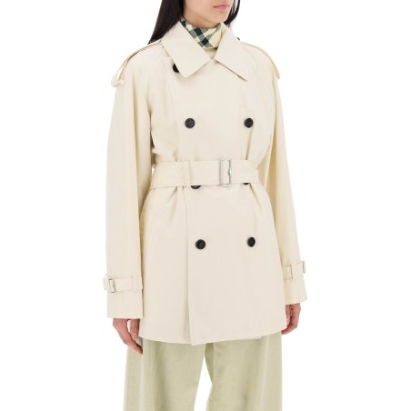 short cotton gabardine trench coat