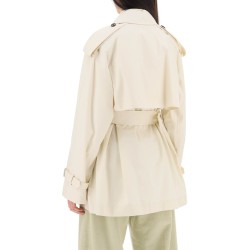 short cotton gabardine trench coat