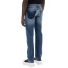 straight leg jeans with faux pocket on the back.