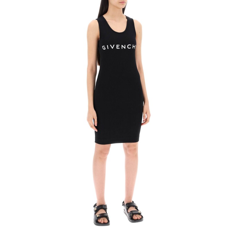 ribbed logo mini dress