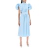 polka dot midi dress with balloon sleeves