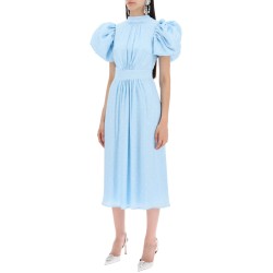 polka dot midi dress with balloon sleeves