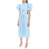 polka dot midi dress with balloon sleeves