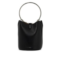 leather ring bucket bag with lar design