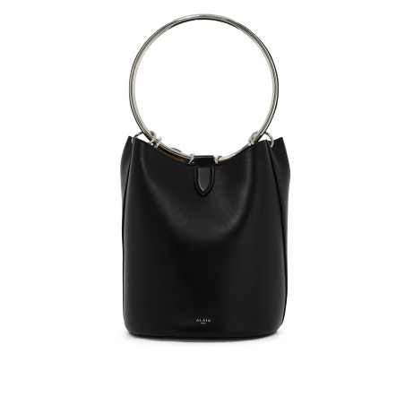 leather ring bucket bag with lar design