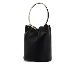 leather ring bucket bag with lar design