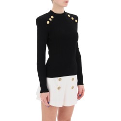 crew-neck sweater with buttons