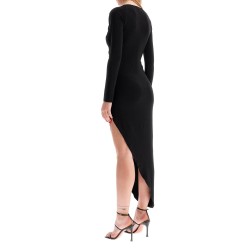 asymmetric draped jersey stretch dress in