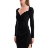 asymmetric draped jersey stretch dress in