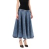 denim skirt with ruffle hem