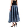 denim skirt with ruffle hem