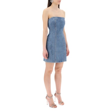 denim mini dress with rhin