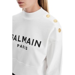 cropped sweatshirt with buttons