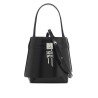 -shaped shark lock leather bucket bag