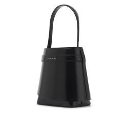 -shaped shark lock leather bucket bag