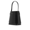 -shaped shark lock leather bucket bag