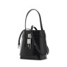 -shaped shark lock leather bucket bag