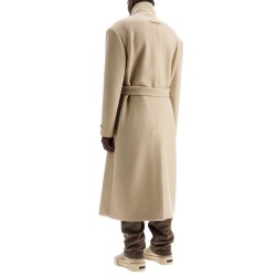 wool coat with high collar and boiled wool