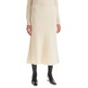 flared midi wool skirt with a