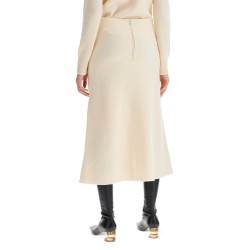 flared midi wool skirt with a